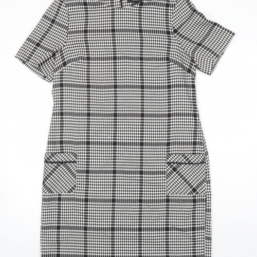Dorothy Perkins Womens Multicoloured Check Polyester Shift Size 12 Round Neck - Pockets