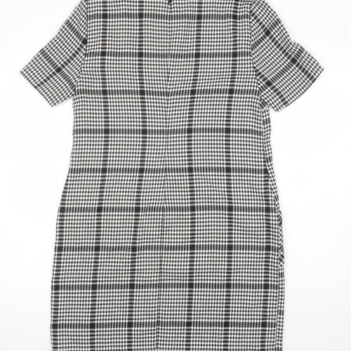 Dorothy Perkins Womens Multicoloured Check Polyester Shift Size 12 Round Neck - Pockets