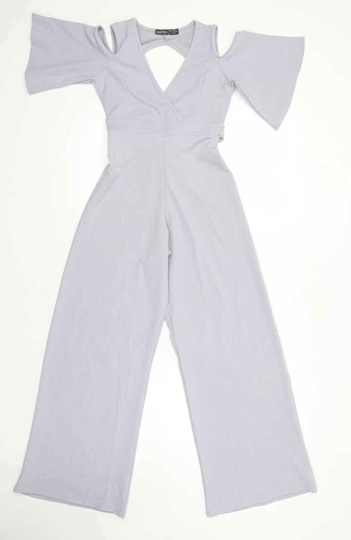 Boohoo Womens Purple Ikat Polyester Jumpsuit One-Piece Size 4 L27 in