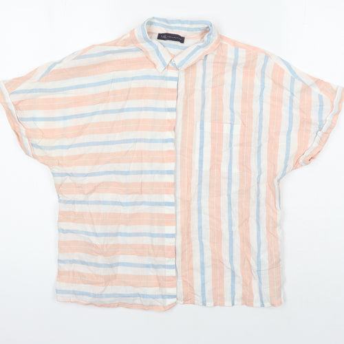 M&S Womens Multicoloured Check Cotton Tunic Blouse Size 12 Collared