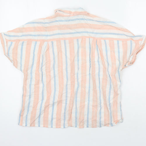 M&S Womens Multicoloured Check Cotton Tunic Blouse Size 12 Collared