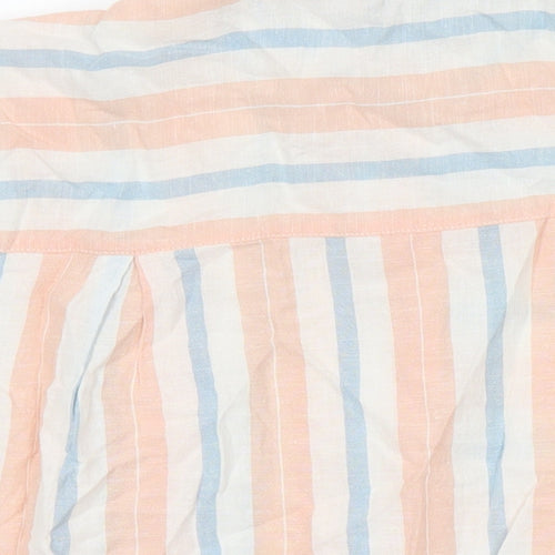 M&S Womens Multicoloured Check Cotton Tunic Blouse Size 12 Collared