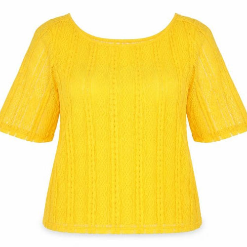 Dorothy Perkins Womens Yellow Herringbone Polyester Tunic Blouse Size 14 Boat Neck