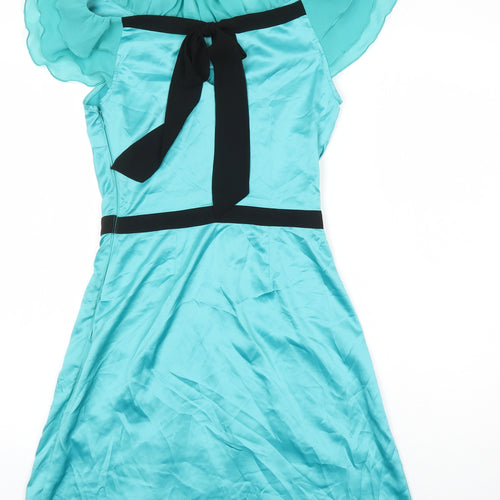Lipsy Womens Green Polyester A-Line Size 8 Boat Neck
