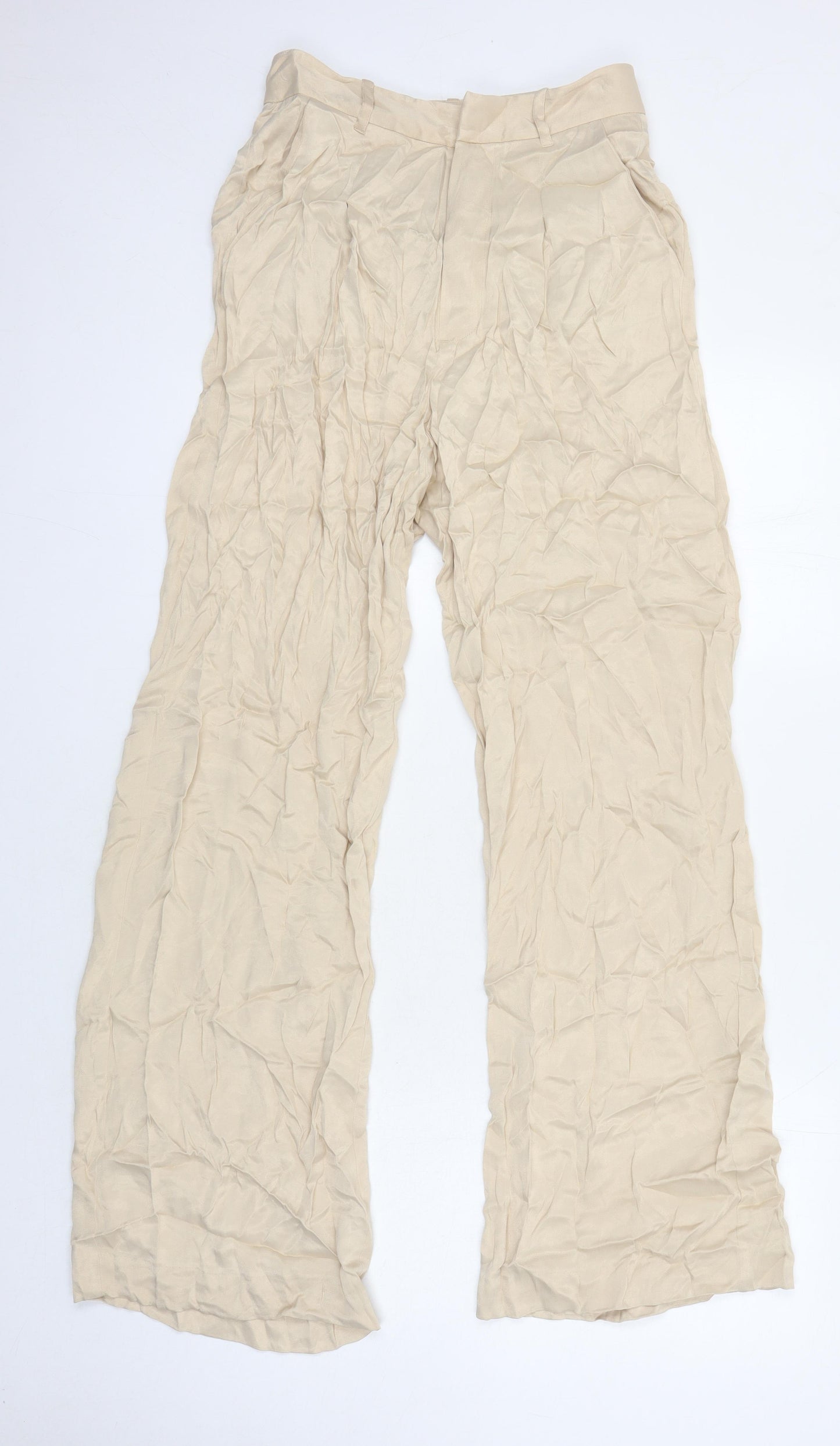 Zara Womens Beige Viscose Trousers Size XS L27.5 in Regular