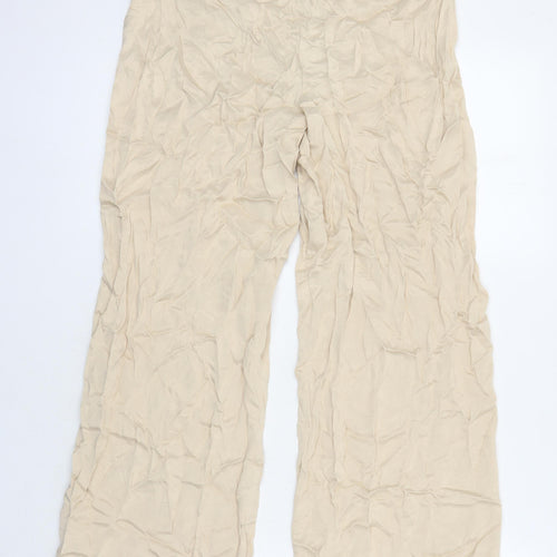 Zara Womens Beige Viscose Trousers Size XS L27.5 in Regular