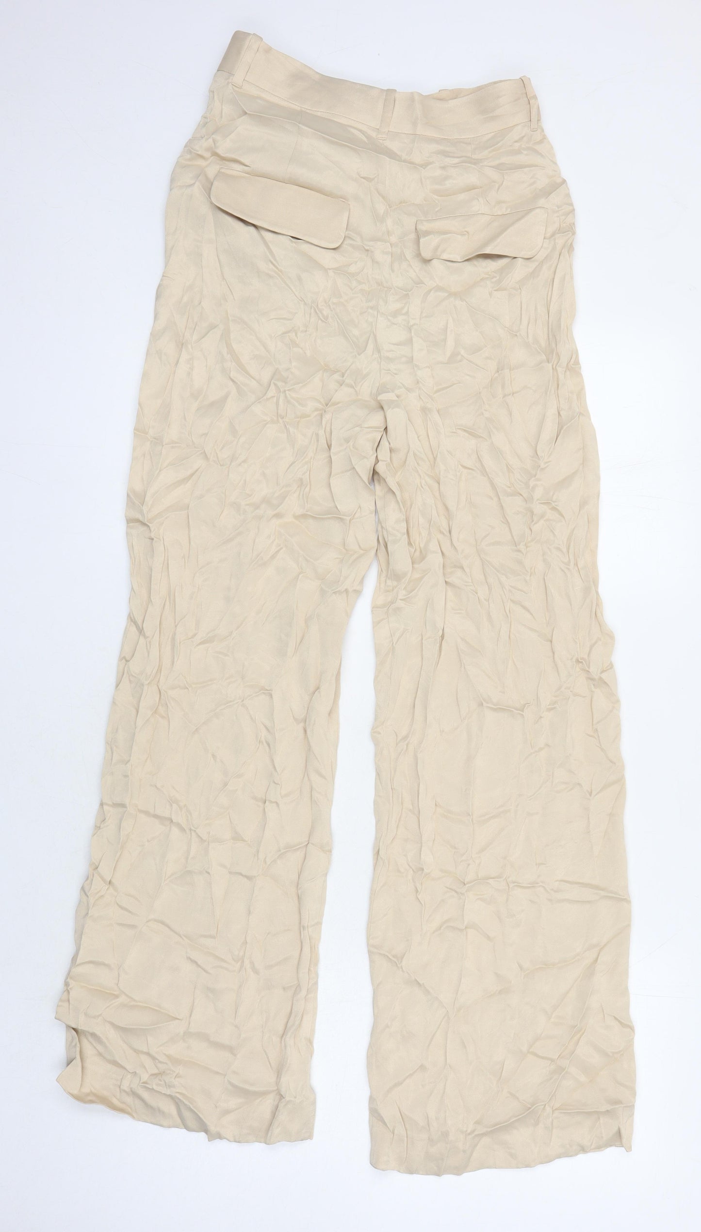 Zara Womens Beige Viscose Trousers Size XS L27.5 in Regular