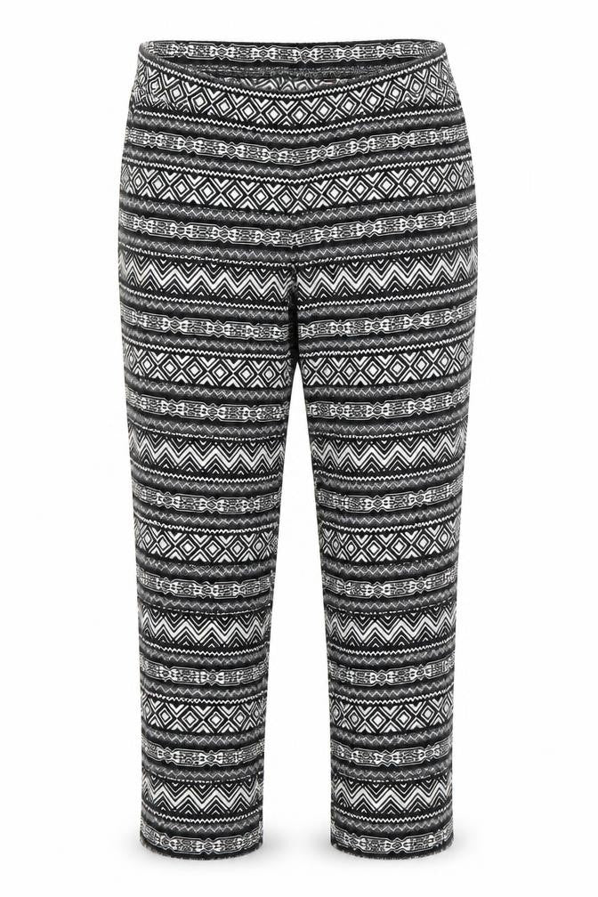 H&M Womens Multicoloured Geometric Viscose Trousers Size 10 L23 in Regular - Elasticated Waist