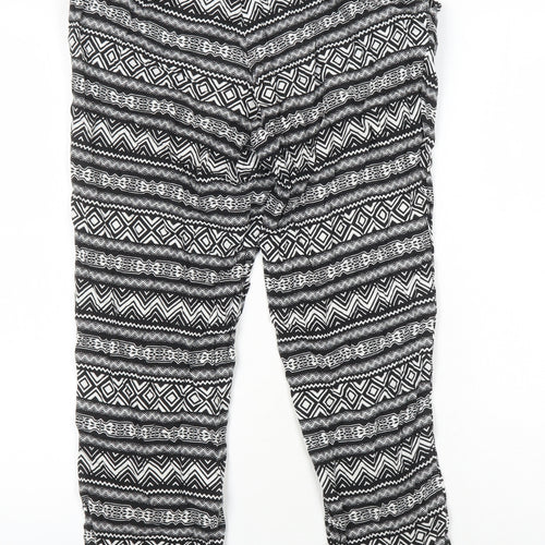 H&M Womens Multicoloured Geometric Viscose Trousers Size 10 L23 in Regular - Elasticated Waist