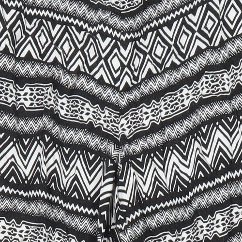 H&M Womens Multicoloured Geometric Viscose Trousers Size 10 L23 in Regular - Elasticated Waist