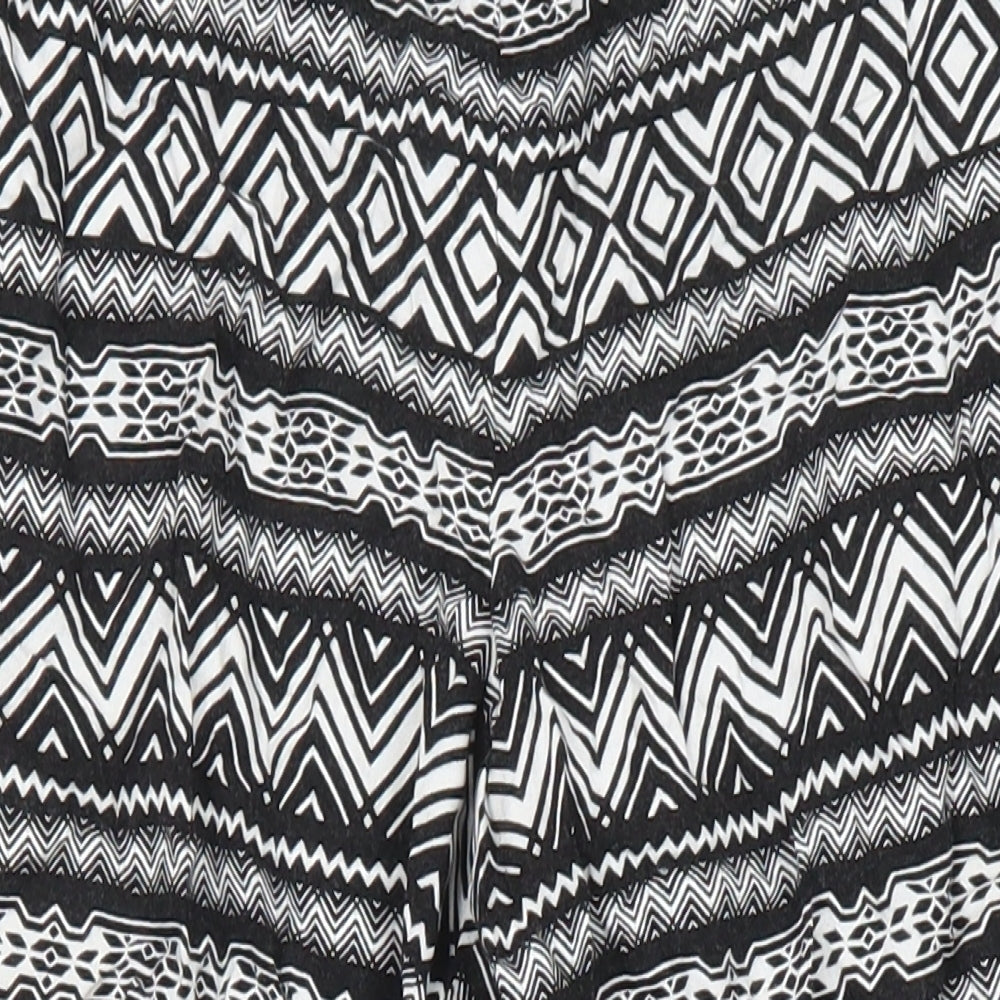 H&M Womens Multicoloured Geometric Viscose Trousers Size 10 L23 in Regular - Elasticated Waist