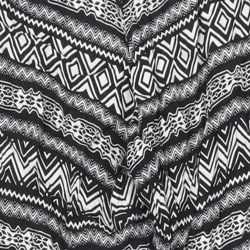 H&M Womens Multicoloured Geometric Viscose Trousers Size 10 L23 in Regular - Elasticated Waist