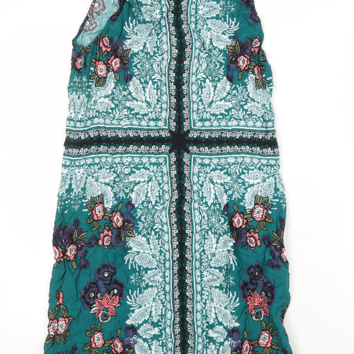 H&M Womens Multicoloured Geometric Viscose Shift Size 12 Collared Zip