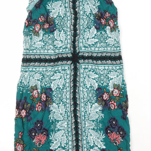 H&M Womens Multicoloured Geometric Viscose Shift Size 12 Collared Zip