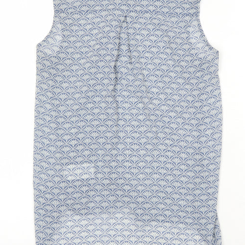 H&M Womens Blue Geometric Polyester Tunic Blouse Size 8 Collared
