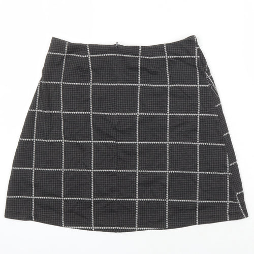 Dorothy Perkins Womens Grey Check Polyester A-Line Skirt Size 10