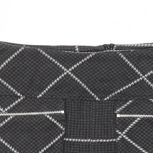 Dorothy Perkins Womens Grey Check Polyester A-Line Skirt Size 10