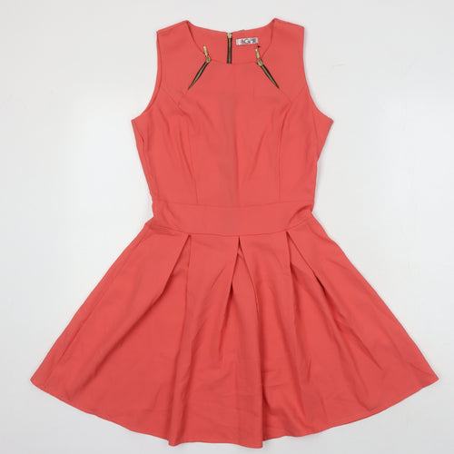 WalG Womens Orange Polyester A-Line Size S Round Neck