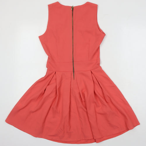 WalG Womens Orange Polyester A-Line Size S Round Neck