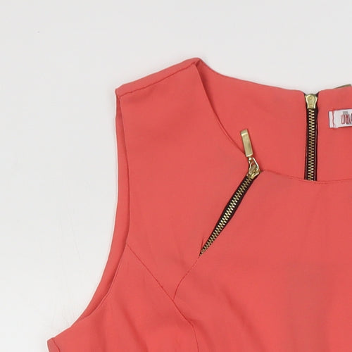 WalG Womens Orange Polyester A-Line Size S Round Neck