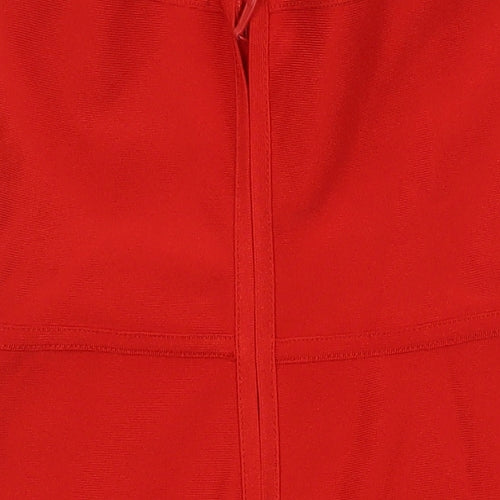 PRETTYLITTLETHING Womens Red Polyester Pencil Dress Size 12 Off the Shoulder
