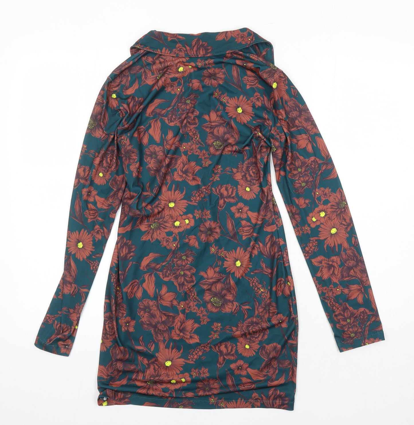 Zara Womens Multicoloured Geometric Polyester Tunic Blouse Size S Collared
