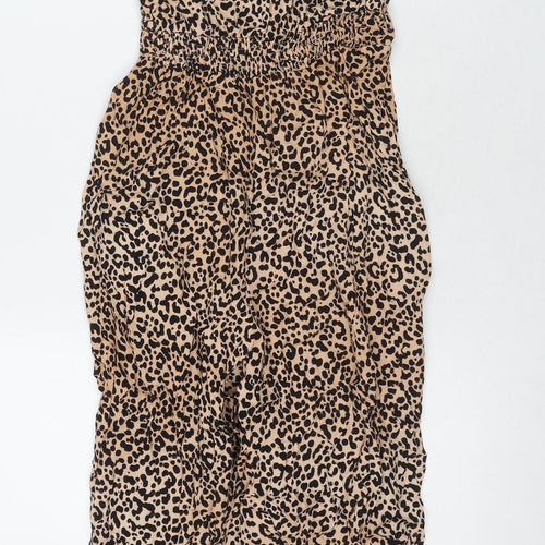 New Look Womens Beige Animal Print Viscose Jumpsuit One-Piece Size 6 L22 in Pullover