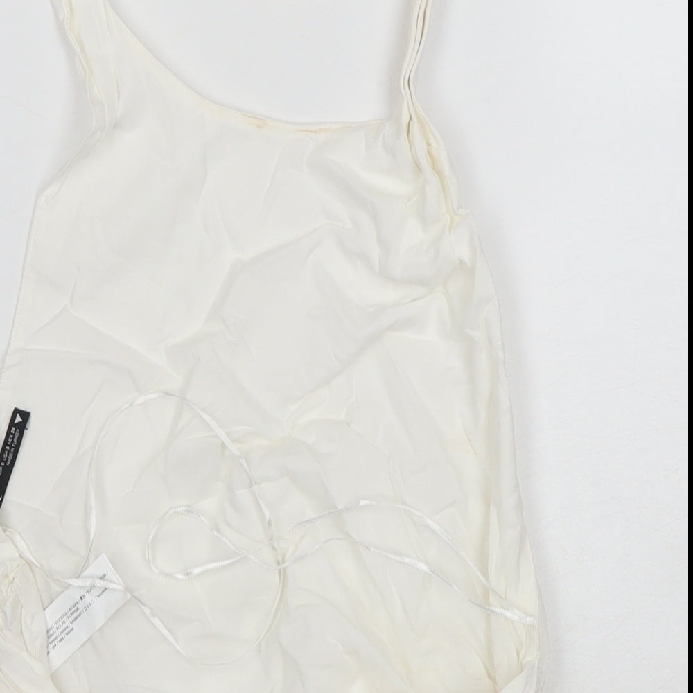 Zara Womens White Cotton Basic Tank Size S Halter