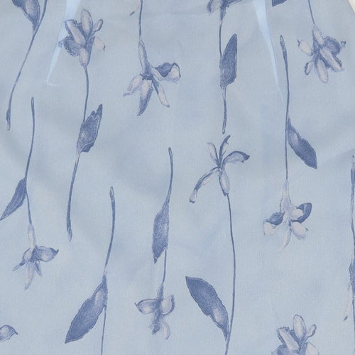 Classics Womens Blue Floral Polyester A-Line Skirt Size 16 Zip