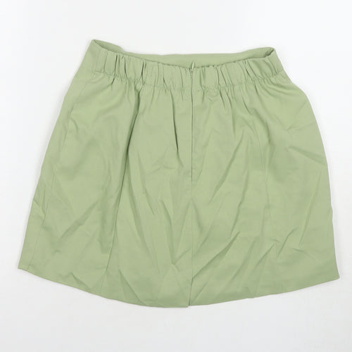 Bershka Womens Green Polyester A-Line Skirt Size M Zip