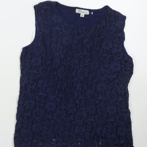 Paramour Womens Blue Polyester Basic Tank Size M Round Neck
