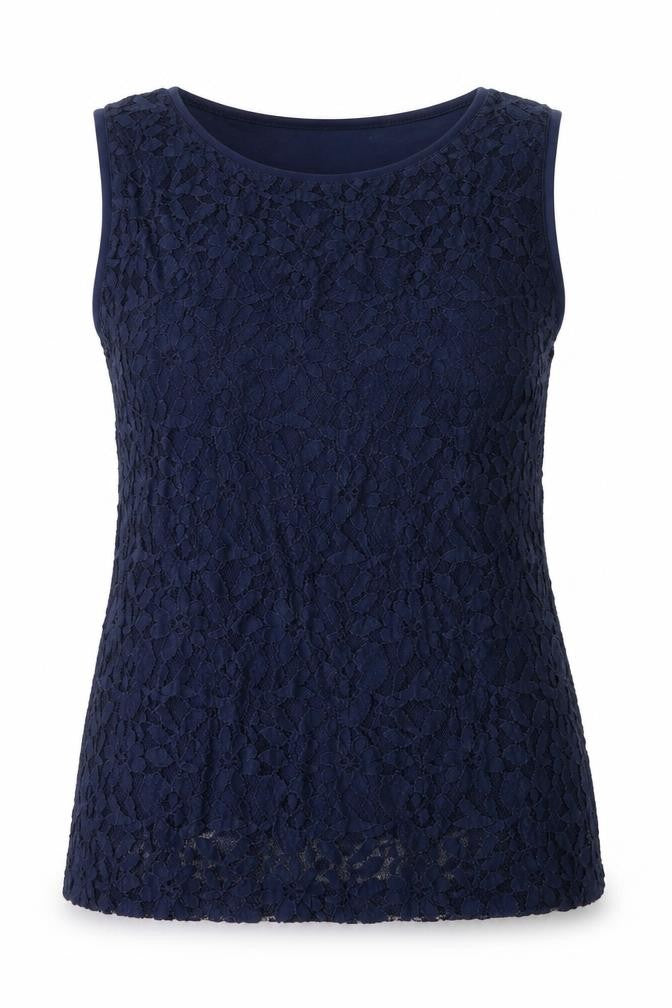 Paramour Womens Blue Polyester Basic Tank Size M Round Neck