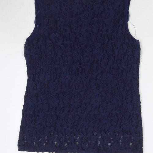 Paramour Womens Blue Polyester Basic Tank Size M Round Neck