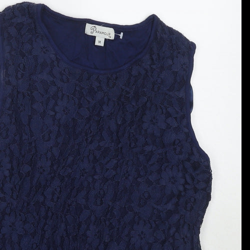 Paramour Womens Blue Polyester Basic Tank Size M Round Neck