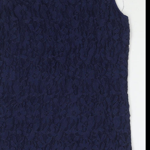 Paramour Womens Blue Polyester Basic Tank Size M Round Neck