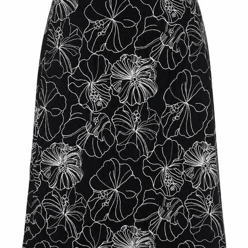 Paulberman Womens Black Floral Viscose A-Line Skirt Size 10 Zip