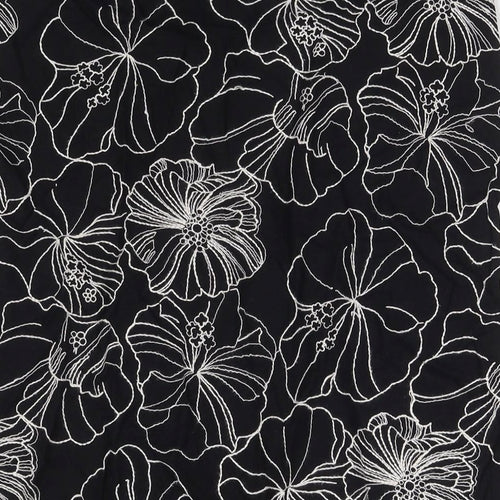 Paulberman Womens Black Floral Viscose A-Line Skirt Size 10 Zip