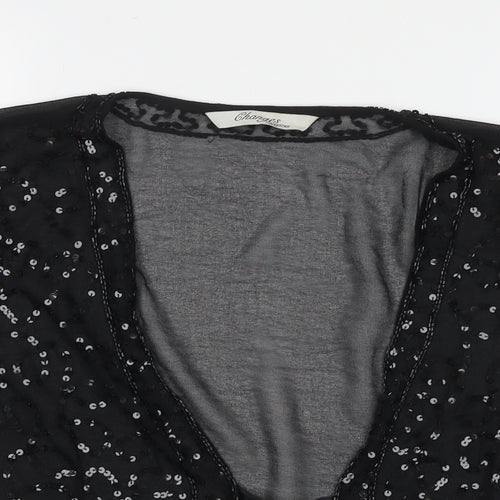 Changes By Together Womens Beige Polyester Wrap T-Shirt Size 16 V-Neck - Sequin Detail