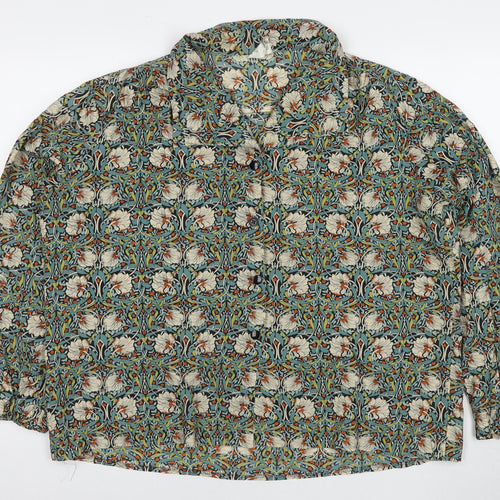 Penelope Pirkmick Womens Multicoloured Floral Polyester Basic Button-Up Size 18 V-Neck