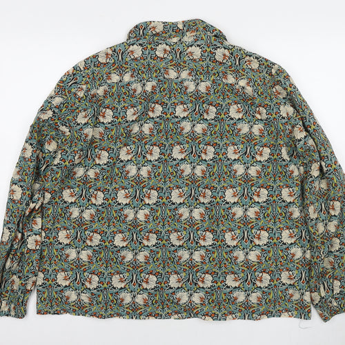 Penelope Pirkmick Womens Multicoloured Floral Polyester Basic Button-Up Size 18 V-Neck