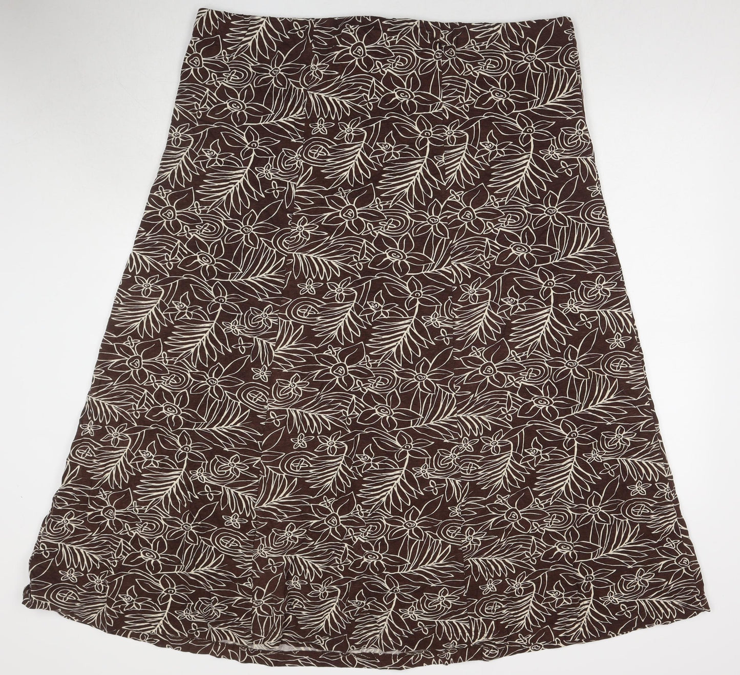 Evans Womens Brown Floral Viscose A-Line Skirt Size 28