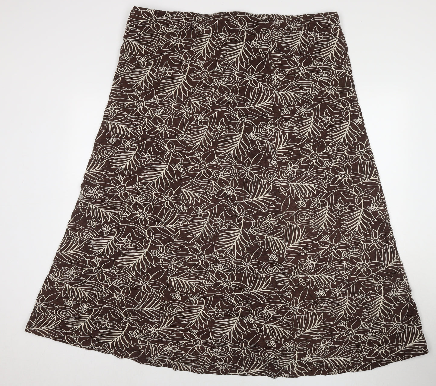 Evans Womens Brown Floral Viscose A-Line Skirt Size 28