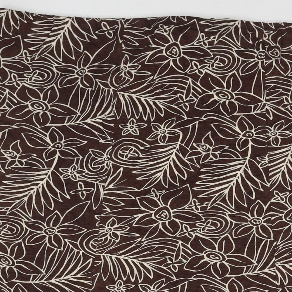Evans Womens Brown Floral Viscose A-Line Skirt Size 28