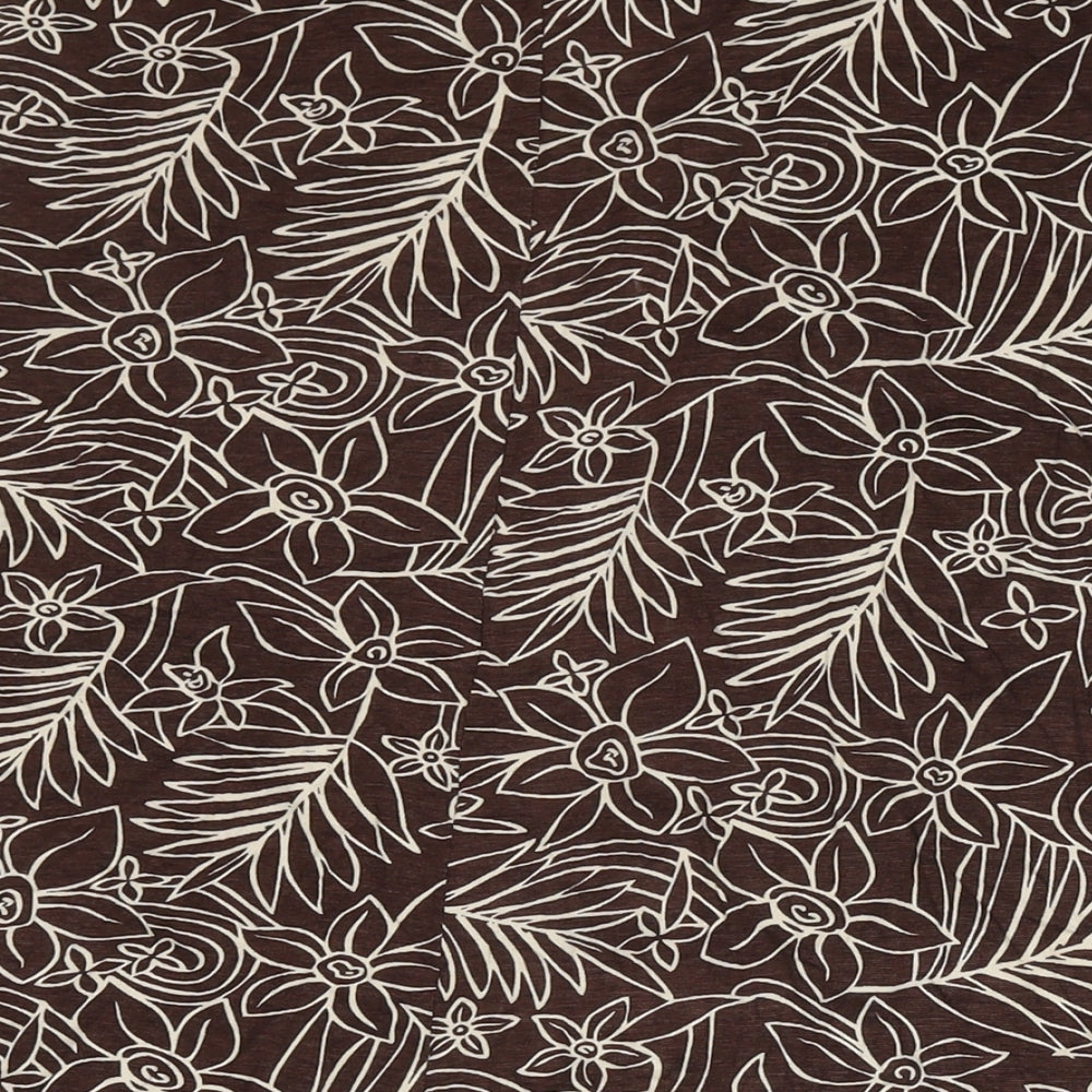 Evans Womens Brown Floral Viscose A-Line Skirt Size 28