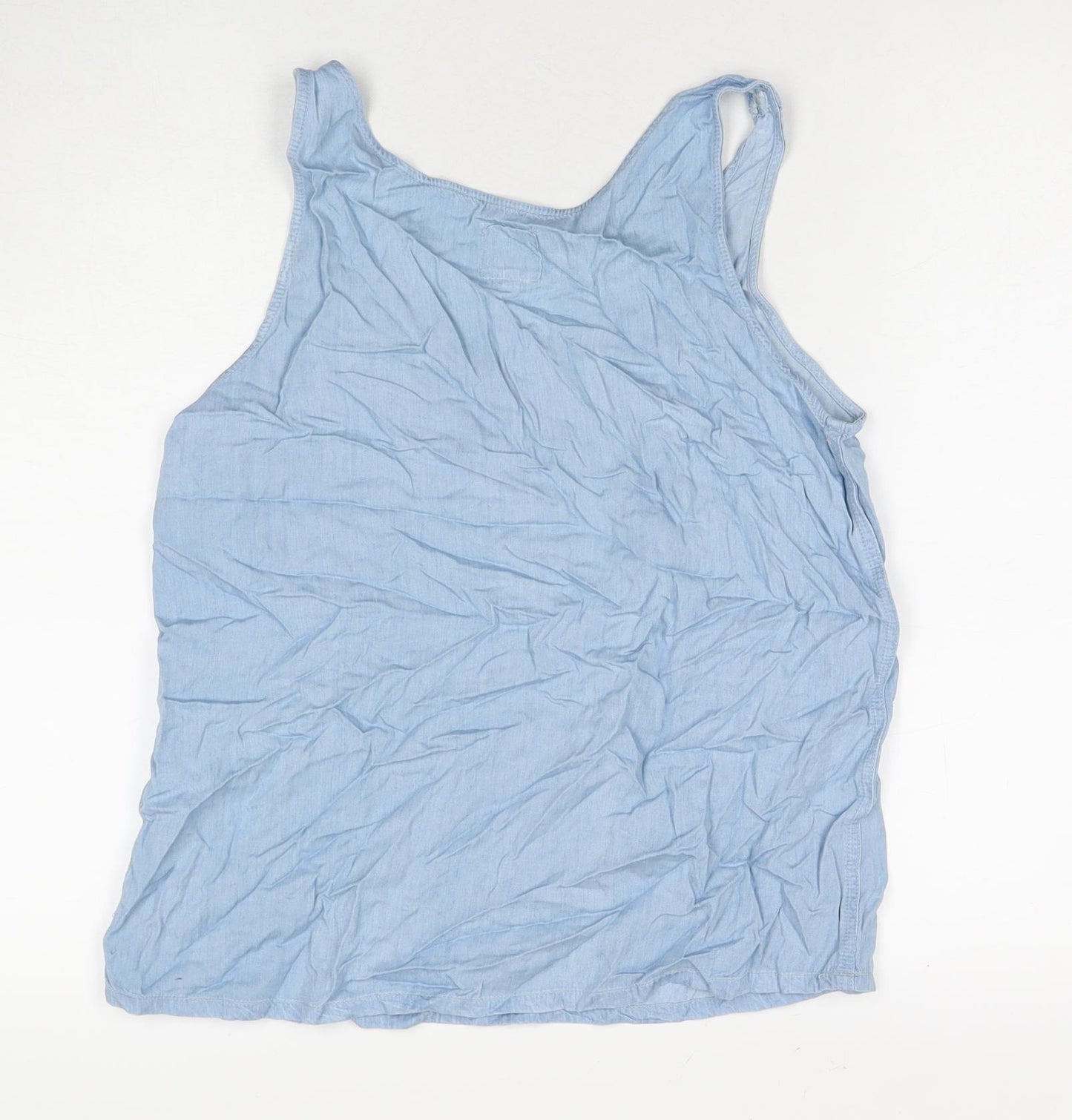 Selected Womens Blue Viscose Basic Tank Size 12 Round Neck