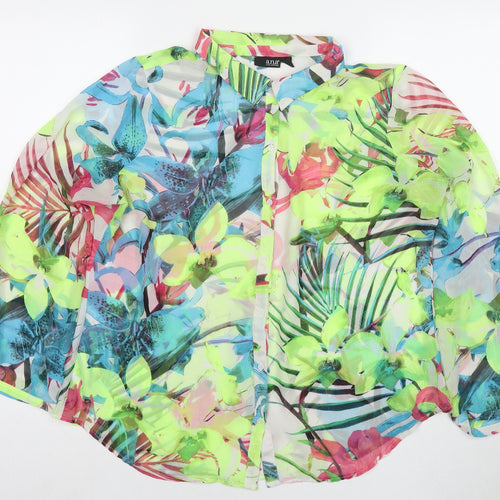Ana Womens Multicoloured Floral Polyester Basic Button-Up Size XL Collared