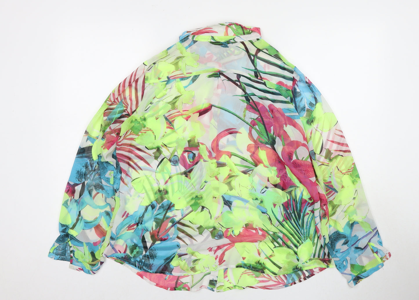 Ana Womens Multicoloured Floral Polyester Basic Button-Up Size XL Collared
