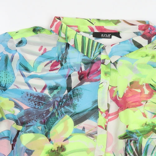Ana Womens Multicoloured Floral Polyester Basic Button-Up Size XL Collared