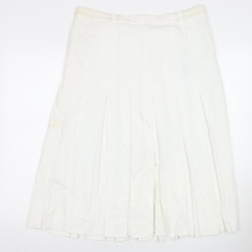 Vilonte Womens White Polyester A-Line Skirt Size 14 Zip