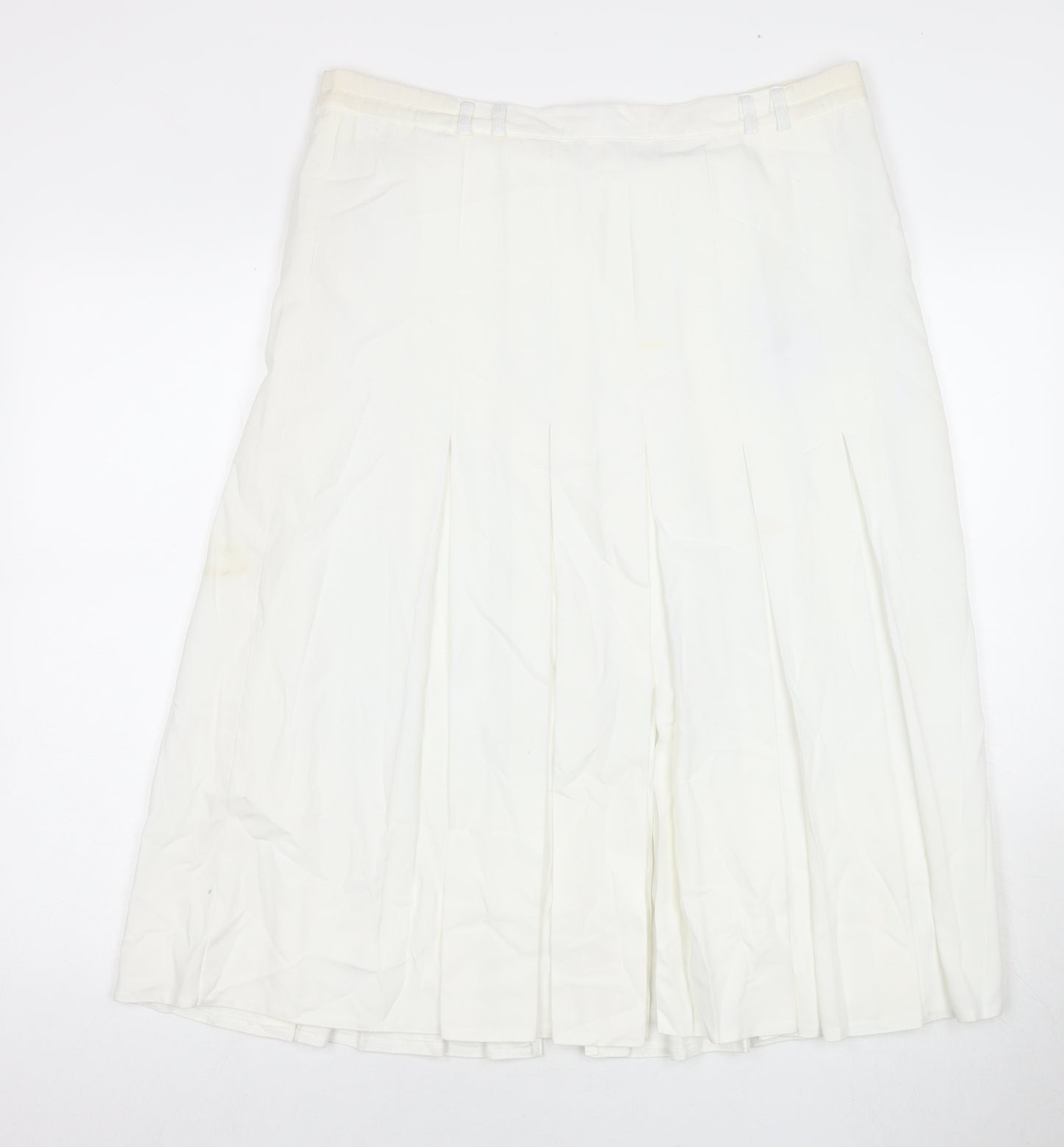 Vilonte Womens White Polyester A-Line Skirt Size 14 Zip